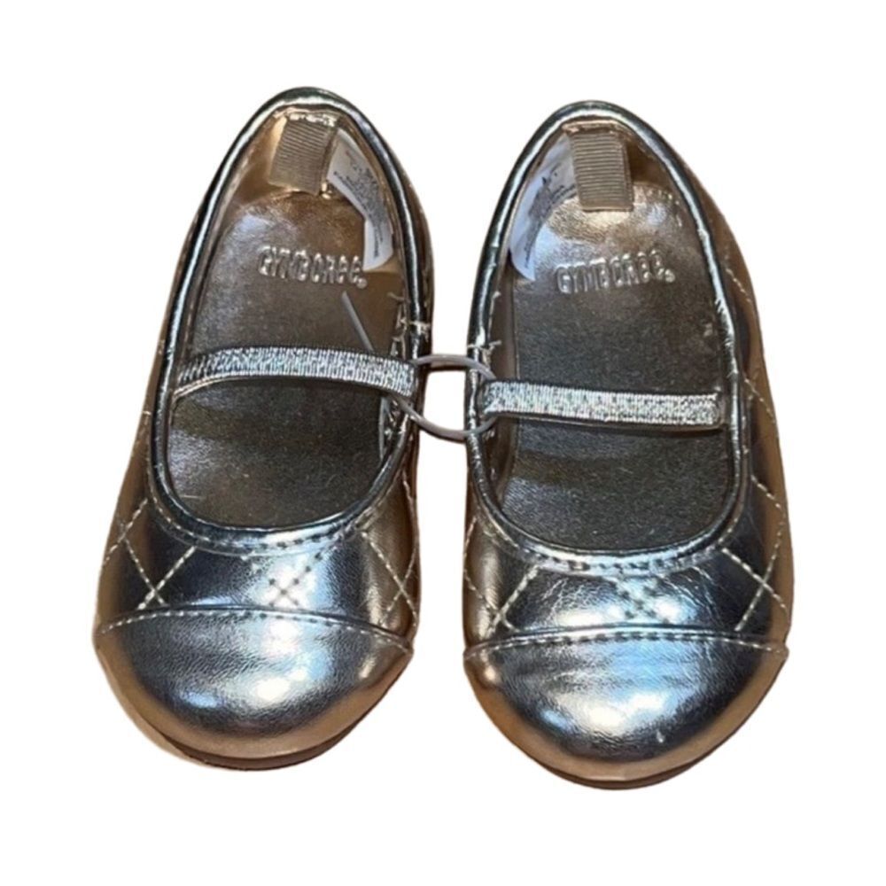 New Gymboree 100 % Faux Leather Gold Ballet Flats with Elastic Strap size 4